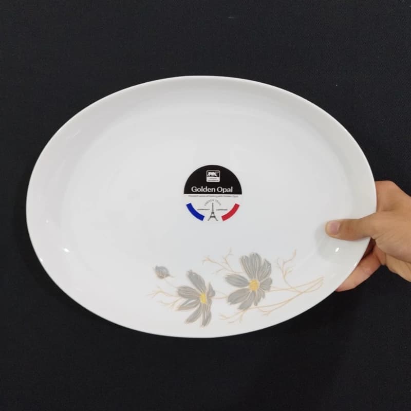 دیس بیضی گلدن اپال طرح شقایق طوسی