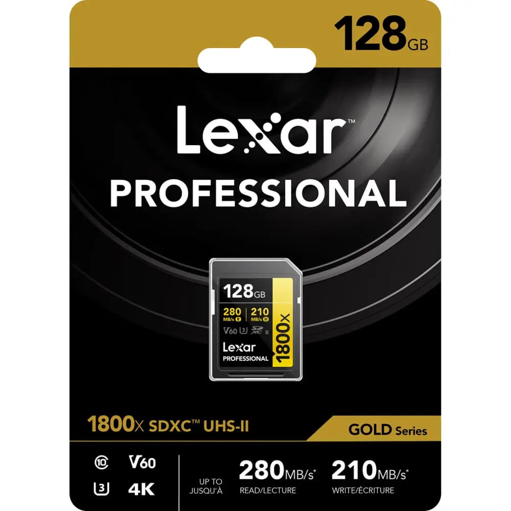 کارت حافظه لکسار Lexar 1800x SDXC 280MB UHS-II 128GB سری طلایی — تصویر ۲