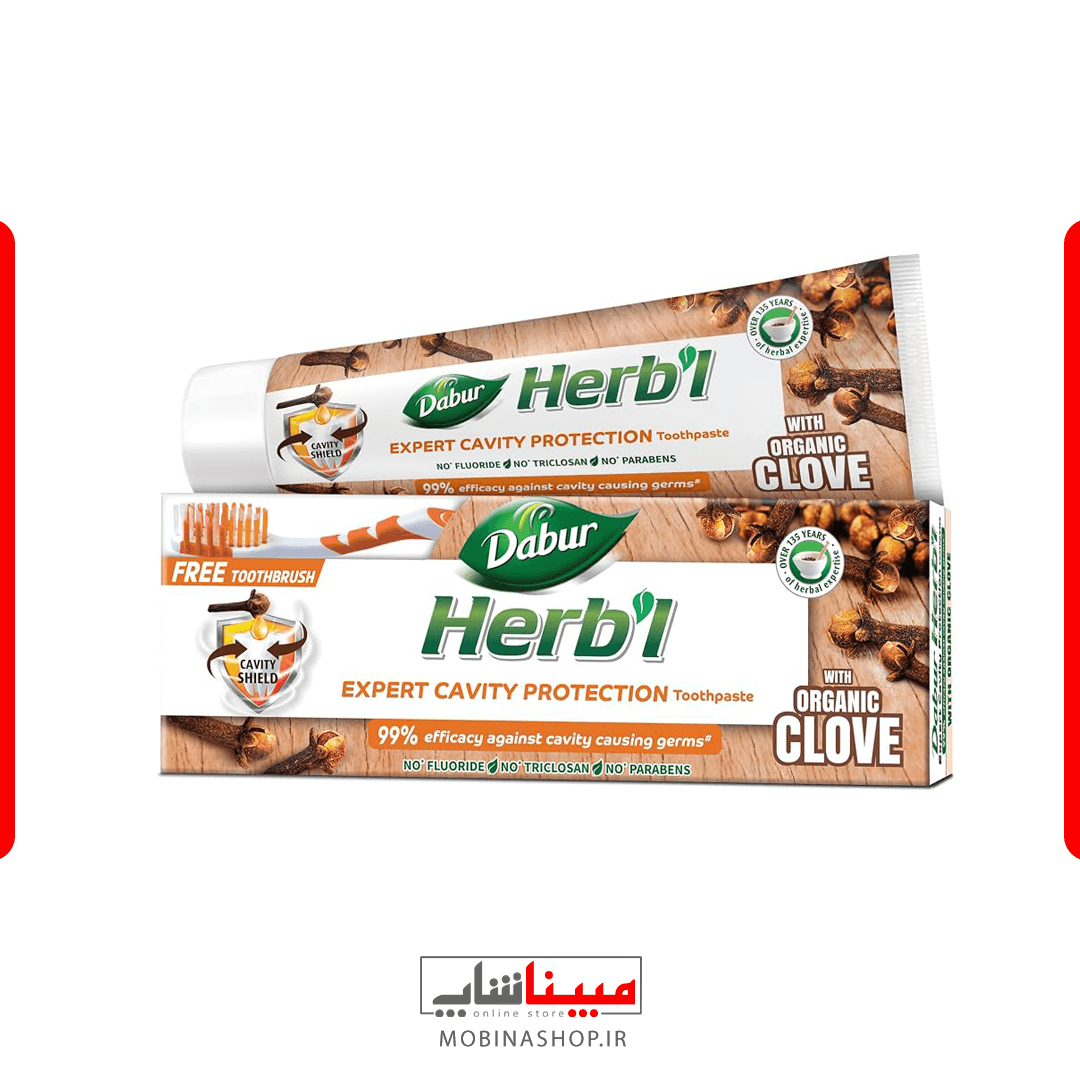 خمیر دندان گیاهی دابر هربل مدل Expert Cavity Protection با عصاره میخک + مسواک رایگان