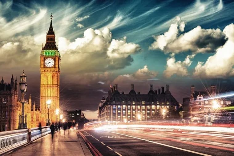 پوستر دیواری برج ساعت در شب — تصویر ۲