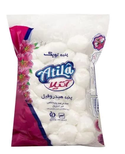 پنبه توپک سفید 100 گرم آتیلا