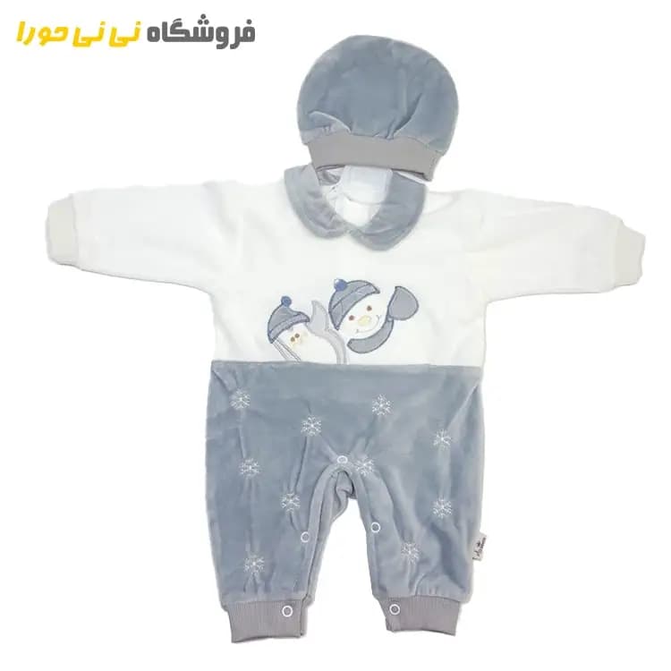 سرهمی مخمل با کلاه پنگوئن