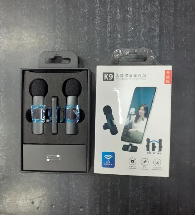 میکروفون یقه ای بی سیم K9 تایپ سی و لایتنینگ (2 عددی) — تصویر ۳