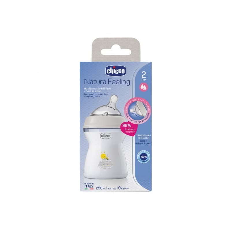 شیشه شیر چیکو مدل Natural Feeling ظرفیت 250 میلی لیتر chicco طلقی مناسب 3 ماه به بالا — تصویر ۸