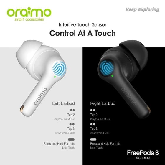 هدفون بلوتوثی مدل oraimo freepods3 E104D — تصویر ۲