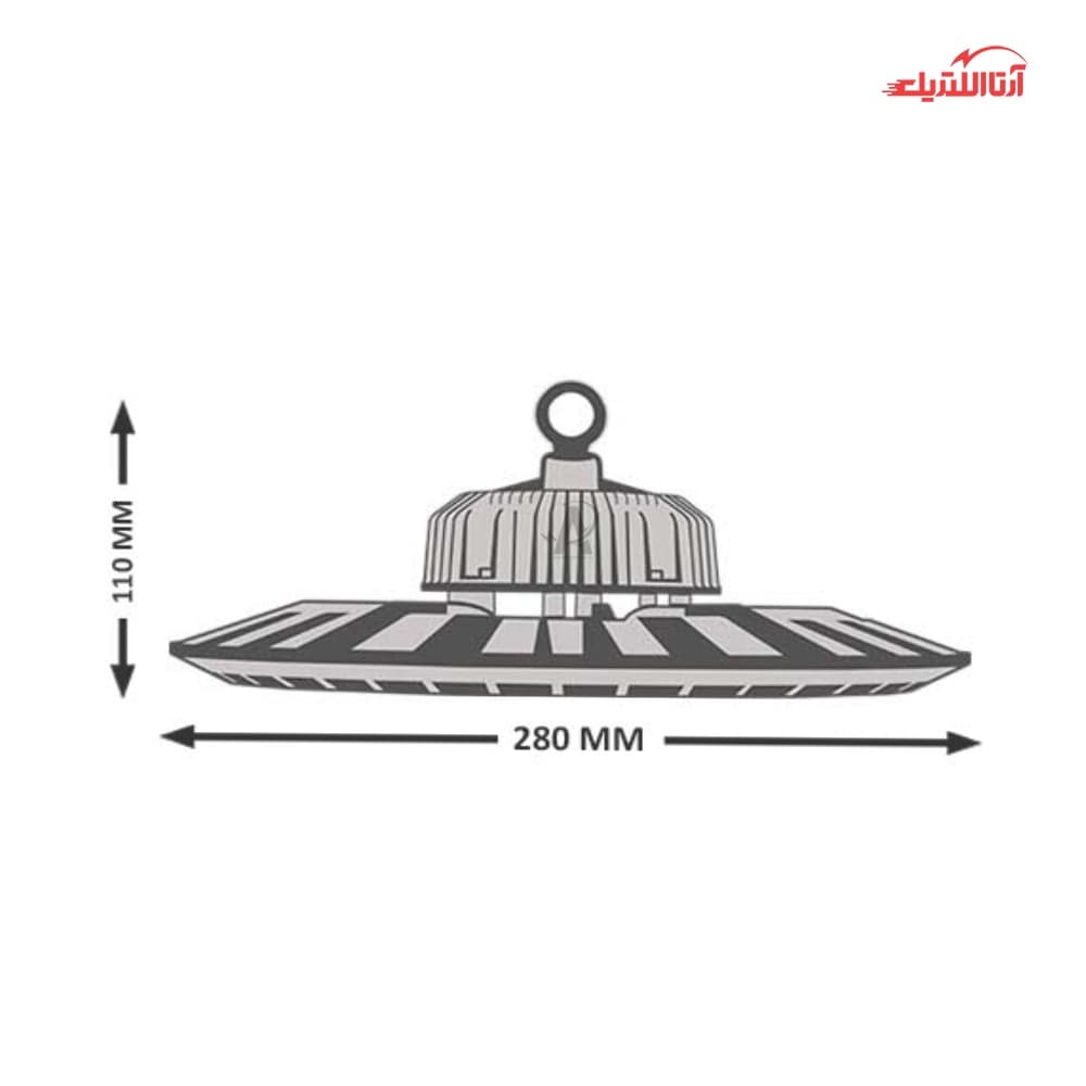 چراغ صنعتی لنزدار 100 وات آذر طیف سری بتا براکت کد HLB100W — تصویر ۴