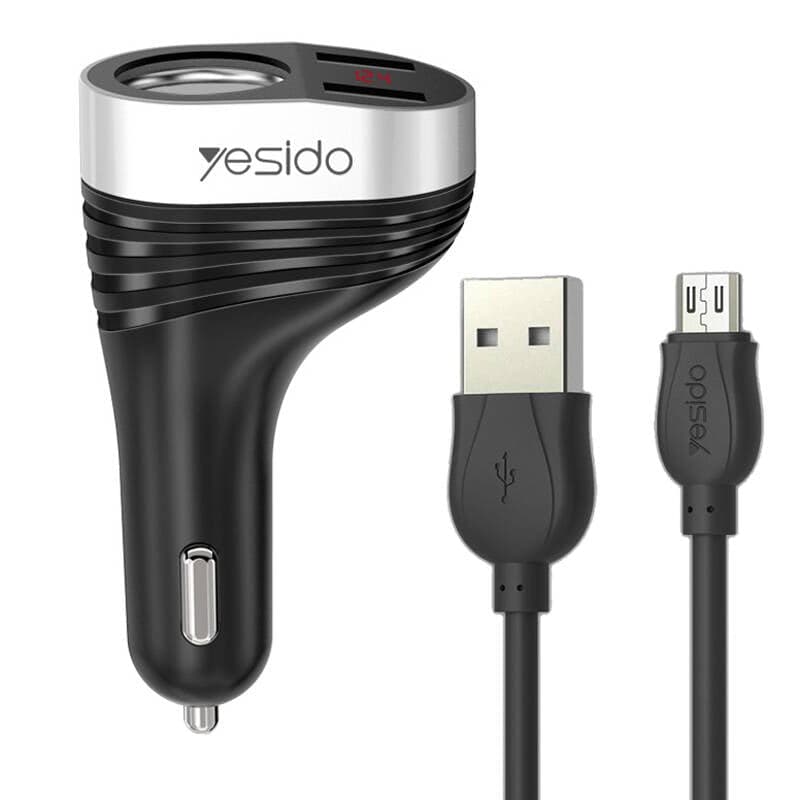 شارژر فندکی با کابل میکرو یسیدو مدل YESIDO Y33 — تصویر ۲