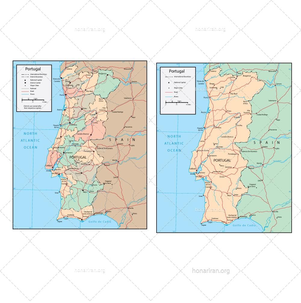 دانلود فایل JPG و EPS نقشه کشور پرتغال با کیفیت بالا