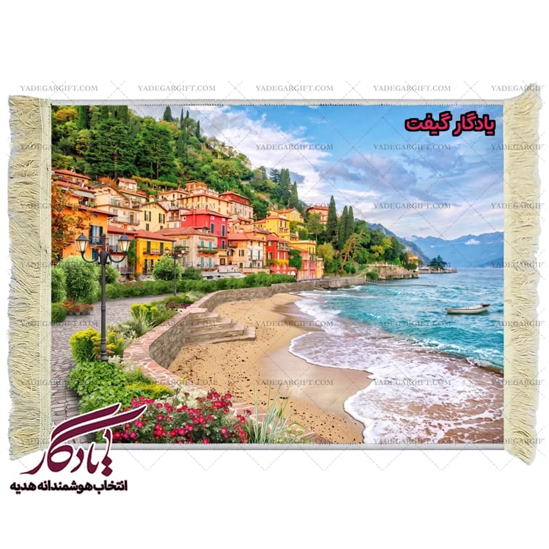 تابلو فرش ماشینی طرح منظره سواحل دریاچه کومو کد m243