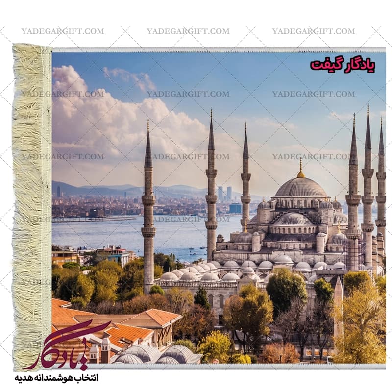 تابلو فرش ماشینی طرح منظره مسجد سلطان احمد کد m231 — تصویر ۲