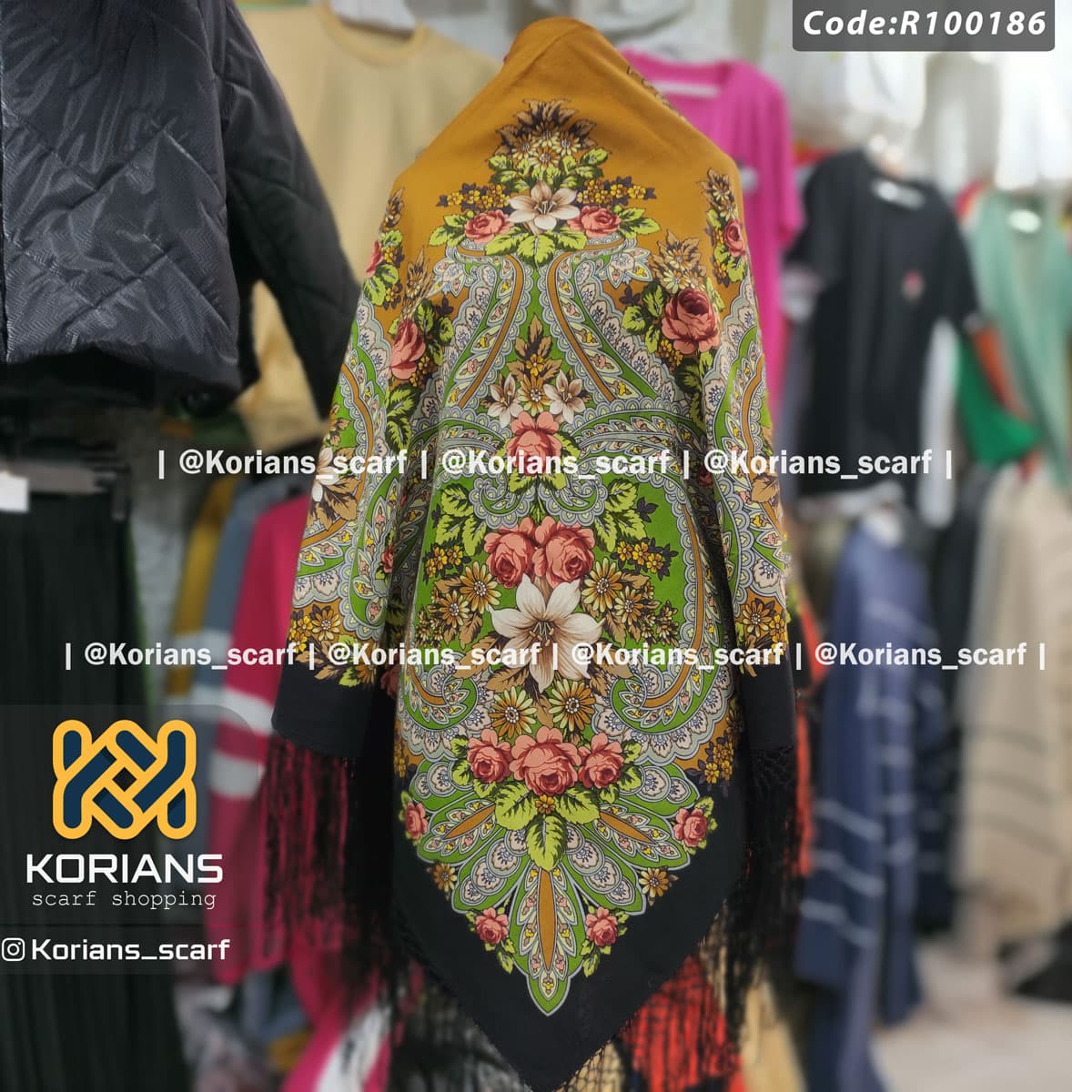 روسری ترکمنی پشمی اصیل کد R100186
