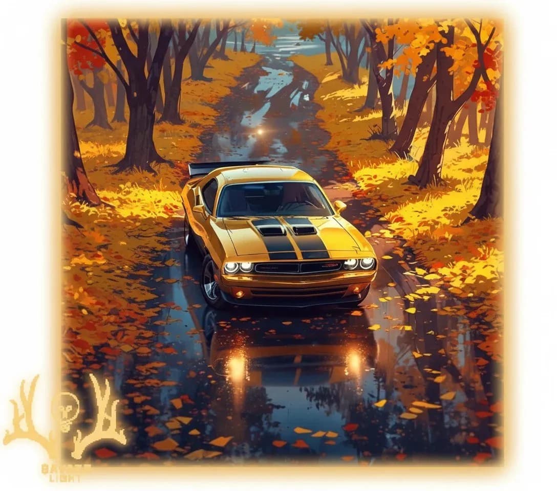 تابلو بک لایت Dodge Challenger زرد