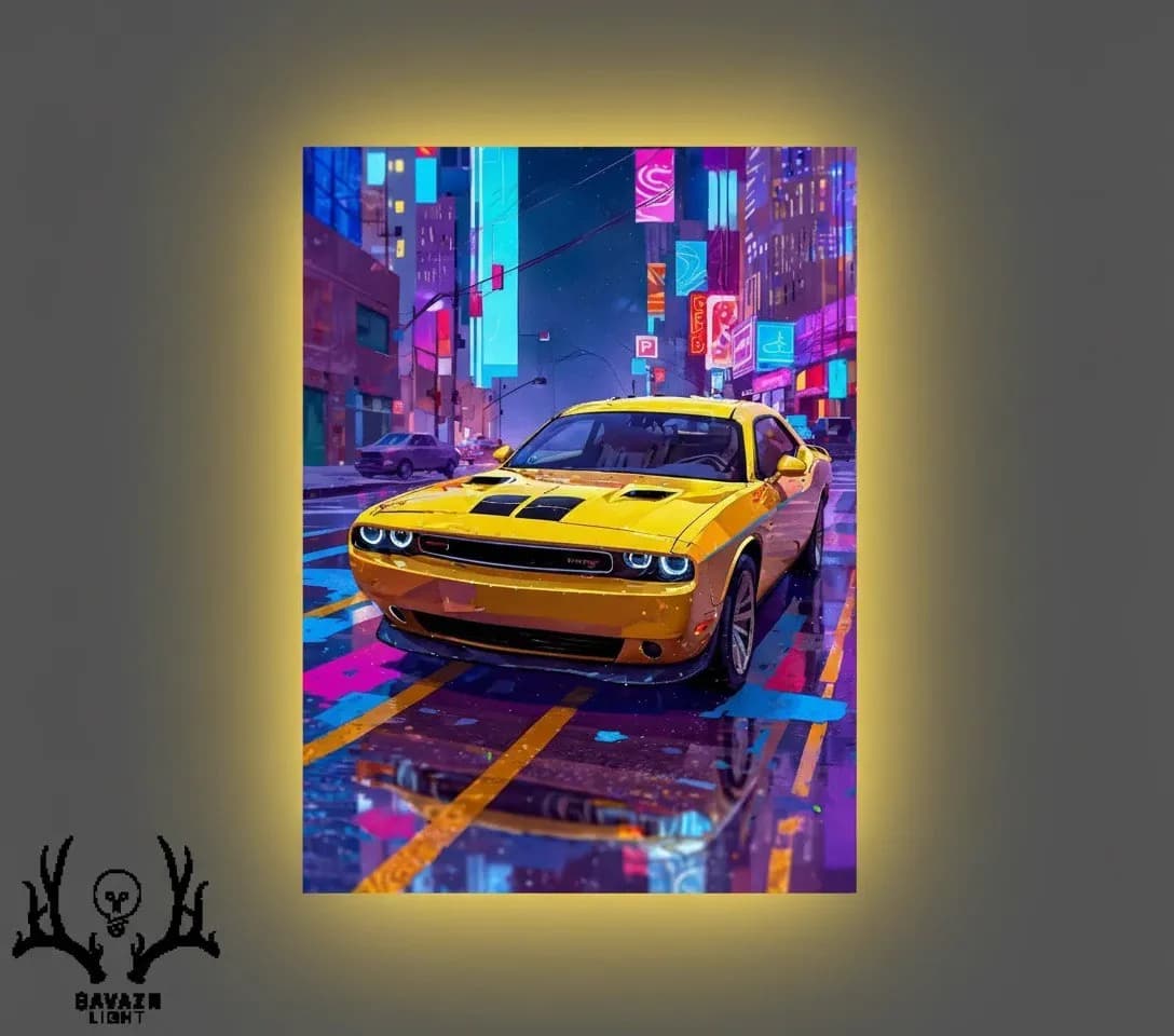 تابلو بک لایت Dodge Challenger طلایی