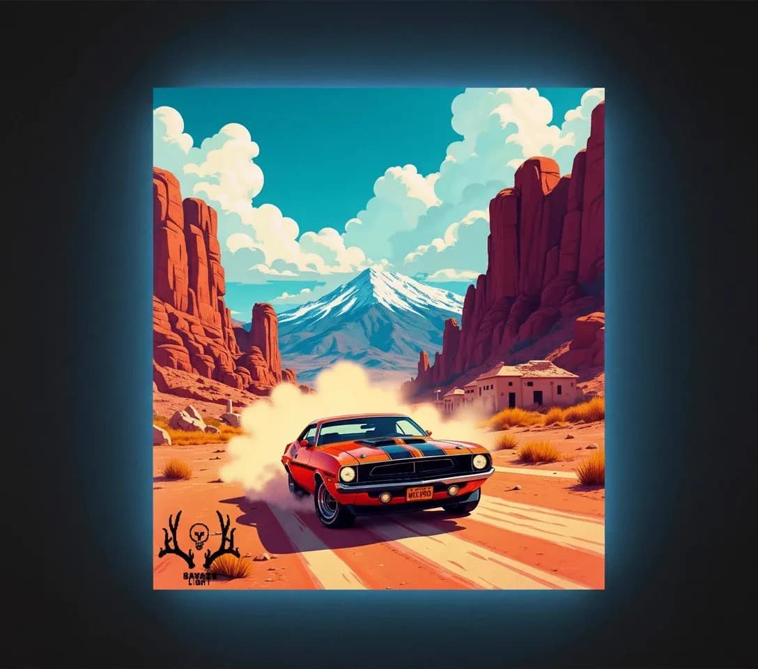 تابلو بک لایت Dodge Challenger – دریفت کویری