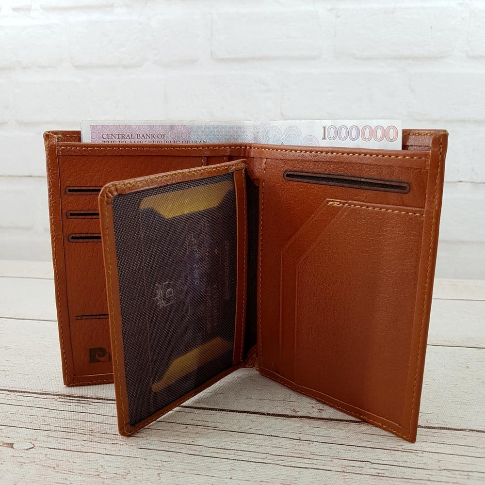 کیف پول جیبی مردانه چرم طبیعی Pierre Cardin کد p02 (عسلی) — تصویر ۳