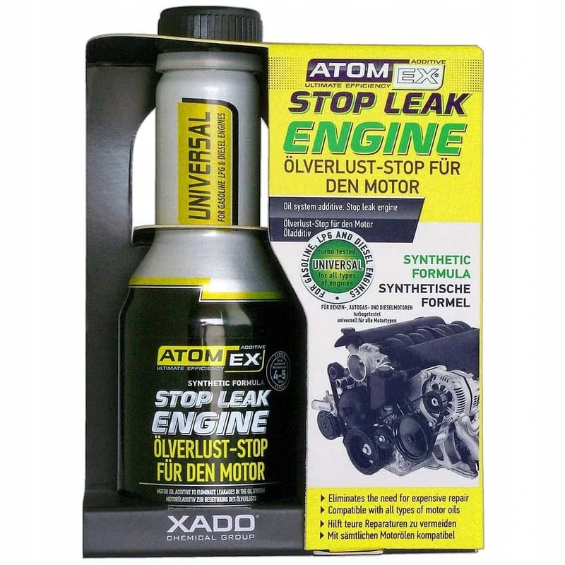 مکمل نشت‌گیر روغن موتور زادو مدل اتم اکس Stop Leak حجم 250 میلی‌لیتر