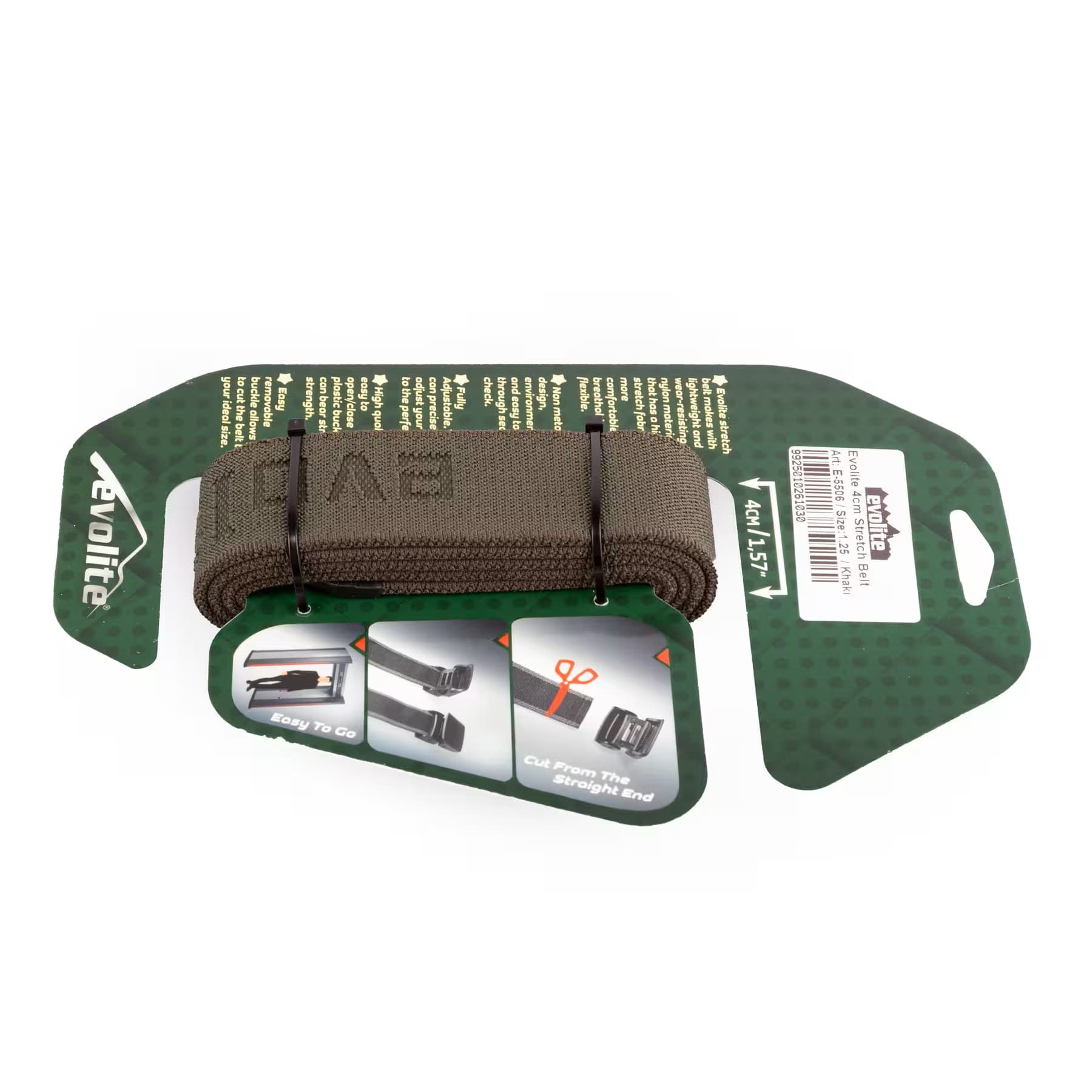 کمربند شلوار تاکتیکال ایولایت – دکتلون Evolite Outdoor Tactical Belt – Khaki – Hunting and Nature Observation – 4 cm – Stretch — تصویر ۶