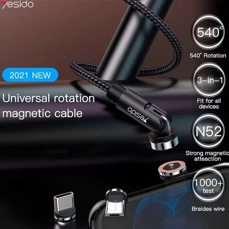 کابل تبدیل مغناطیسی USB به microUSB / USB-C / لایتنینگ یسیدو مدل CA68 طول 1 متر — تصویر ۲