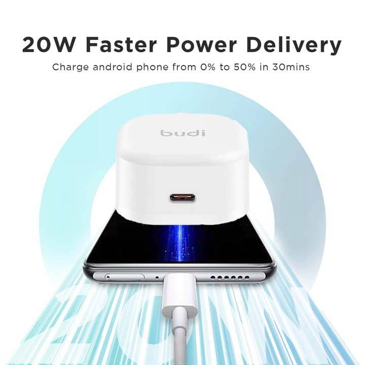 شارژر دیواری 20W بودی PD و فست سه پین مدل AC361UWS با گارانتی 18 ماهه (6 ماه تعویض) — تصویر ۸