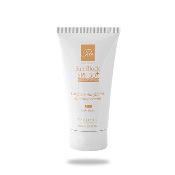کرم ضد آفتاب رنگی بژ روشن تگودر spf 50 مخصوص پوست نرمال و خشک ۵۰ میلی لیتر | TEGODER TINTED SUN SCREEN SPF50 FOR NORMAL TO DRY SKIN