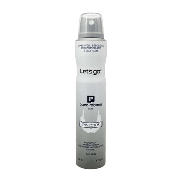 اسپری خوشبو کننده بدن مردانه lets go لتس گو مدل invectos حجم ۲۰۰ میلی لیتر | Let’s Go men’s Body Deodorant Spray Model invectos 200 ml