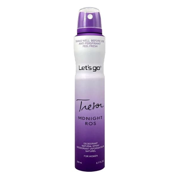 اسپری خوشبو کننده بدن زنانه lets go لتس گو مدل midnight rose حجم ۲۰۰ میلی لیتر | Let’s Go women’s Body Deodorant Spray Model midnight rose 200 ml