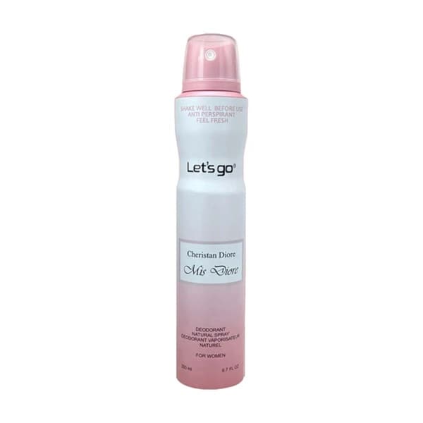 اسپری خوشبو کننده بدن زنانه lets go لتس گو مدل miss dior حجم ۲۰۰ میلی لیتر | Let’s Go women’s Body Deodorant Spray Model miss dior 200 ml