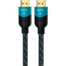 کابل تصویر HDMI نسخه ۲.۱ (برند TSCO – مدل GHC 71 – طول ۲ متر – مشکی/آبی بافته شده – گارانتی ۱۸ ماهه توسن سیستم) (روکش بافته شده مشکی/آبی) — تصویر ۲