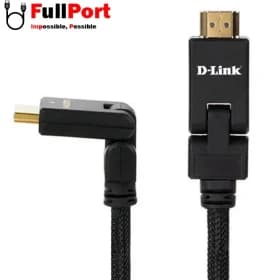 کابل تصویر HDMI نسخه ۲.۰ (برند D-Link – مدل HCB-4AABLBRR-1-8 – طول ۱.۸ متر – مشکی بافته شده – سوکت چرخان – گارانتی ۱ ساله الماس رایان ایرانیان) (روکش بافته شده مشکی – کانکتورهای ۳۶۰ درجه چرخان) — تصویر ۳