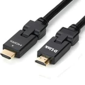 کابل تصویر HDMI نسخه ۲.۰ (برند D-Link – مدل HCB-4AABLBRR-1-8 – طول ۱.۸ متر – مشکی بافته شده – سوکت چرخان – گارانتی ۱ ساله الماس رایان ایرانیان) (روکش بافته شده مشکی – کانکتورهای ۳۶۰ درجه چرخان)