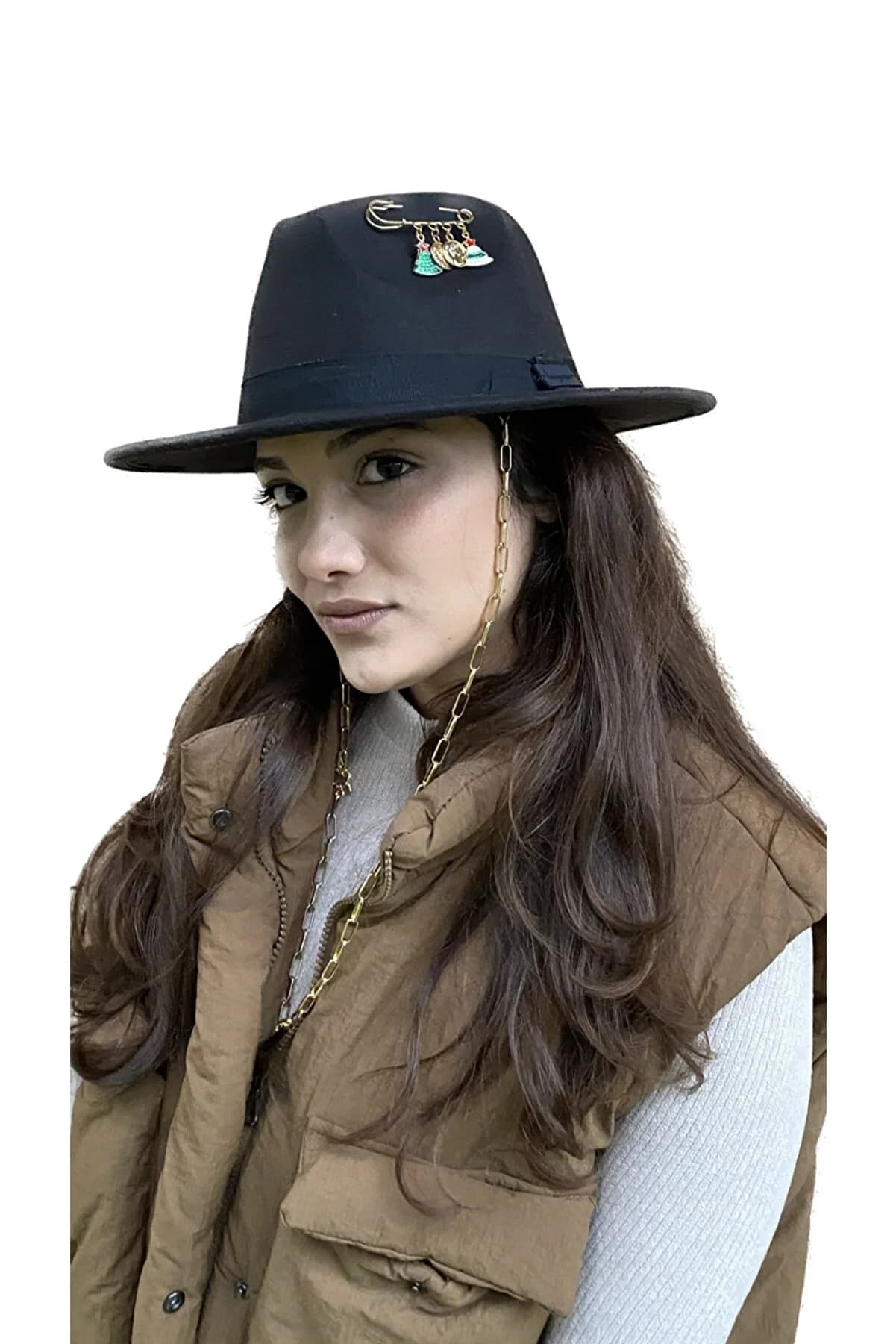 کلاه شاپوی فدورا مشکی با اکسسوری لاویونسا laviyonsa Fedora Black 404794021 — تصویر ۲