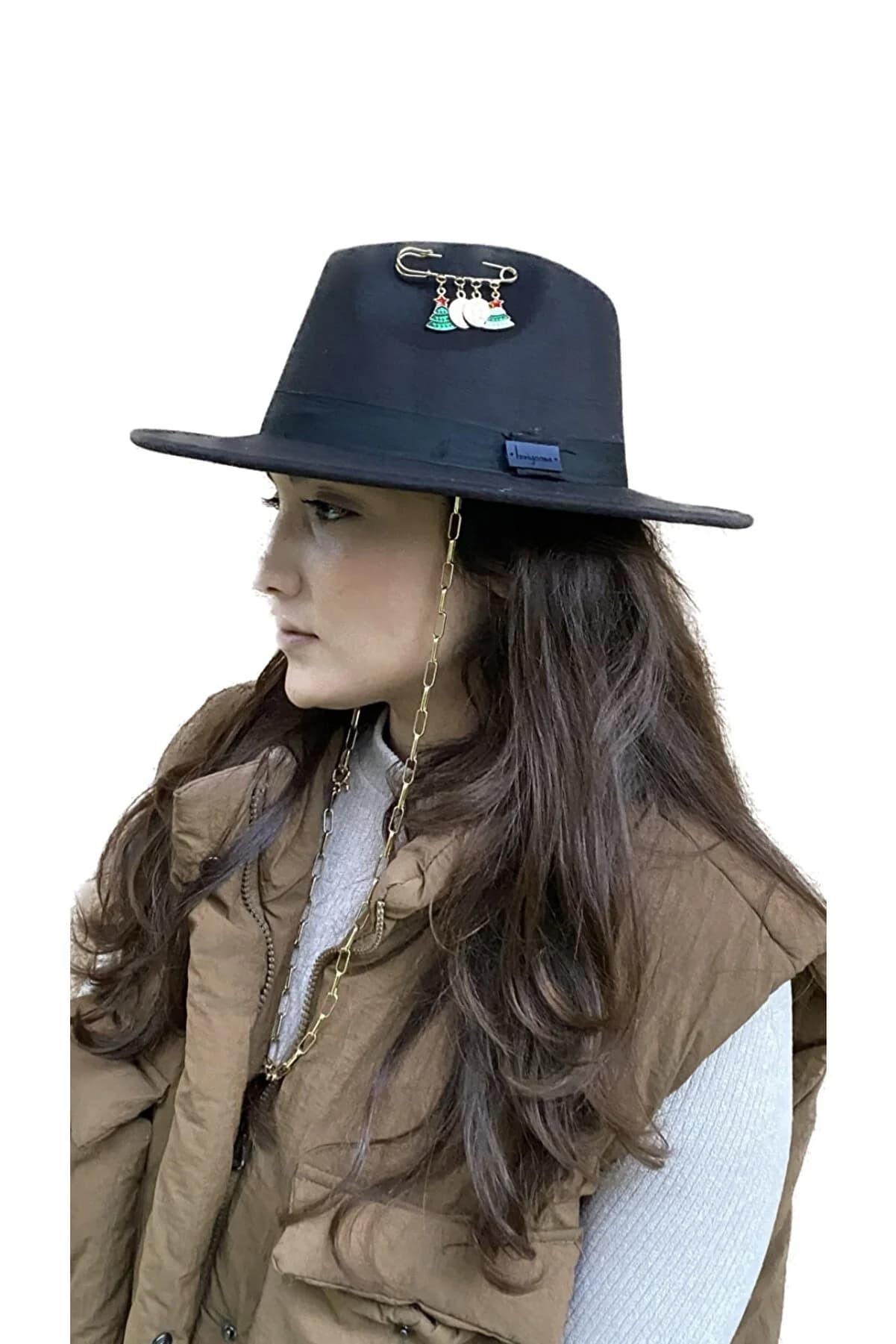 کلاه شاپوی فدورا مشکی با اکسسوری لاویونسا laviyonsa Fedora Black 404794021 — تصویر ۴