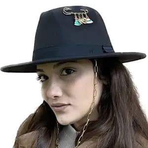 کلاه شاپوی فدورا مشکی با اکسسوری لاویونسا laviyonsa Fedora Black 404794021