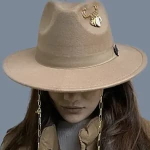 کلاه شاپوی فدورا کرمی سیر با اکسسوری لاویونسا laviyonsa Fedora Bej 404780360