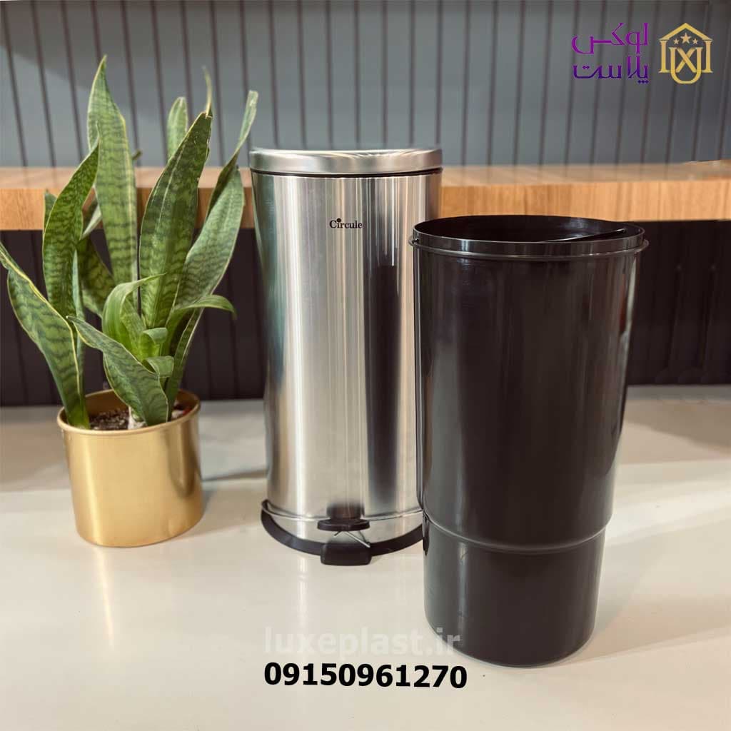 سطل زباله پدالی سرکوله استیل مدل آرام بند 30 لیتر کد 7300 — تصویر ۵