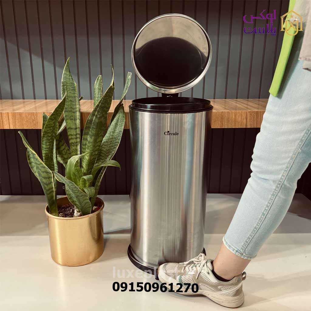 سطل زباله پدالی سرکوله استیل مدل آرام بند 30 لیتر کد 7300 — تصویر ۳