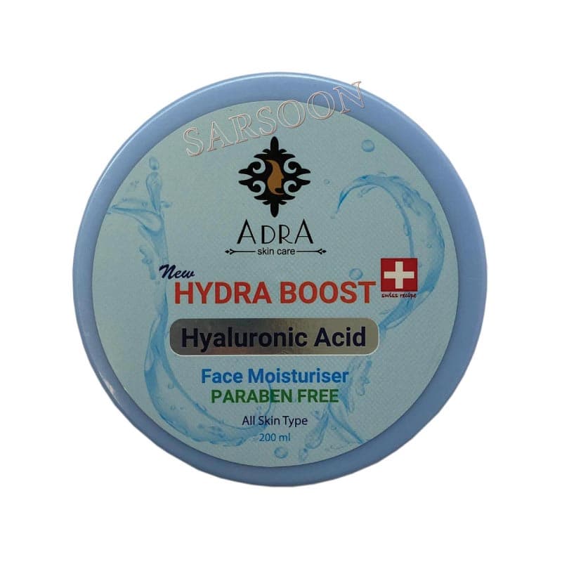 کرم کاسه ای آبرسان آدرا حاوی هیالورونیک اسید 200 میلی لیتر Adra Hyaluronic Acid Face Moisturizer — تصویر ۲