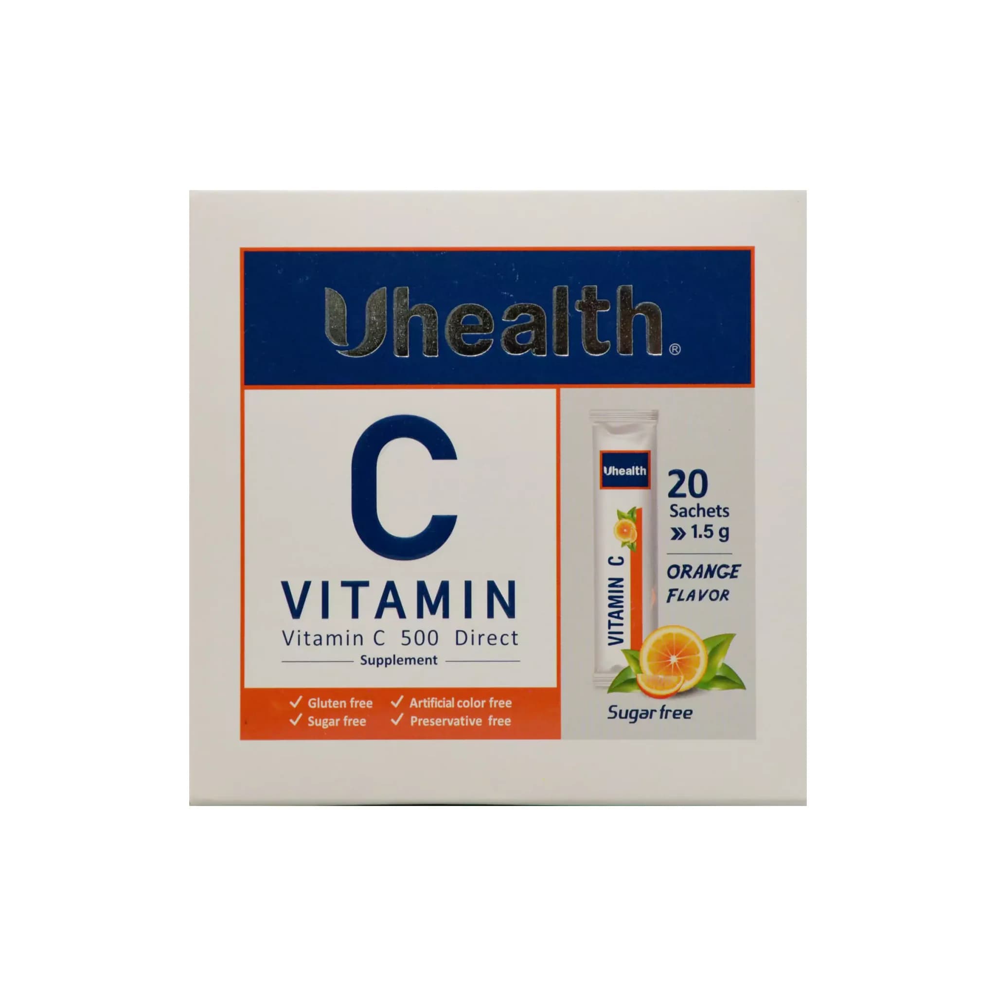 ساشه ویتامین C 500 میلی گرم یوهلث فارمد سلامت سینا 20 عدد Pharmed Salamat Sina Uhealth Vitamin C 500 mg 20 Sachets