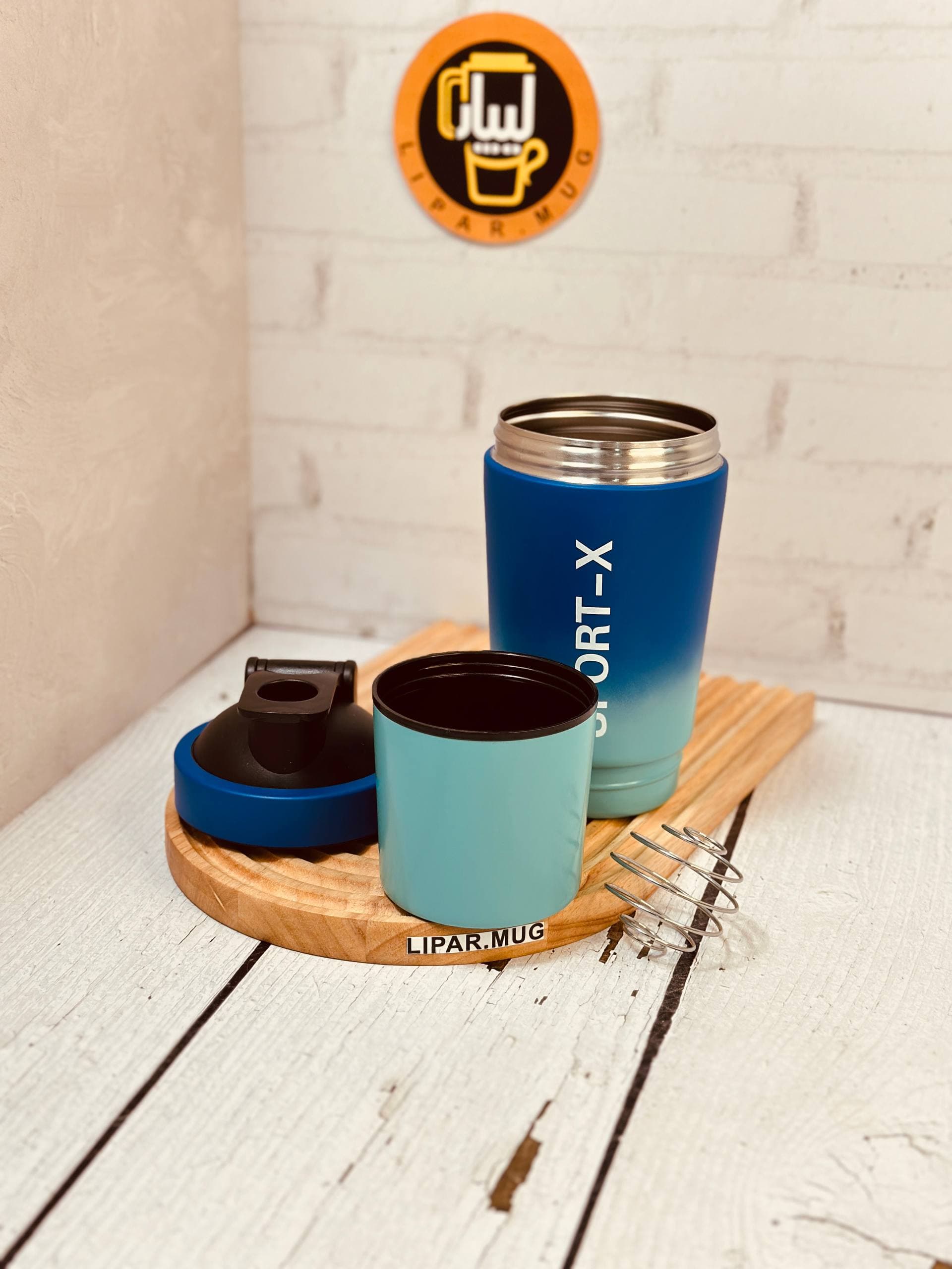 شیکر استیل باشگاهی دو تیکه 600 میل SPORT-X امبره ای کد 7297 — تصویر ۳