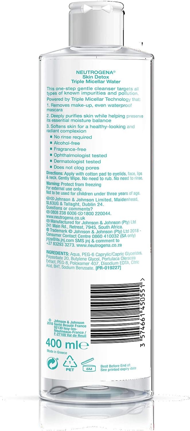 پاک کننده میسلار واتر انواع پوست Skin Detox نوتروژینا 400 میل — تصویر ۵