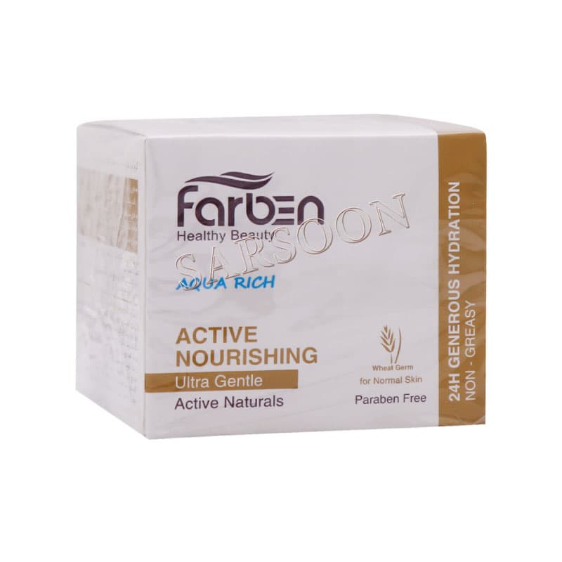 کرم آبرسان پوست خشک و معمولی فاربن 50 میلی لیتر Farben Aqua Rich Wheat Germ Cream