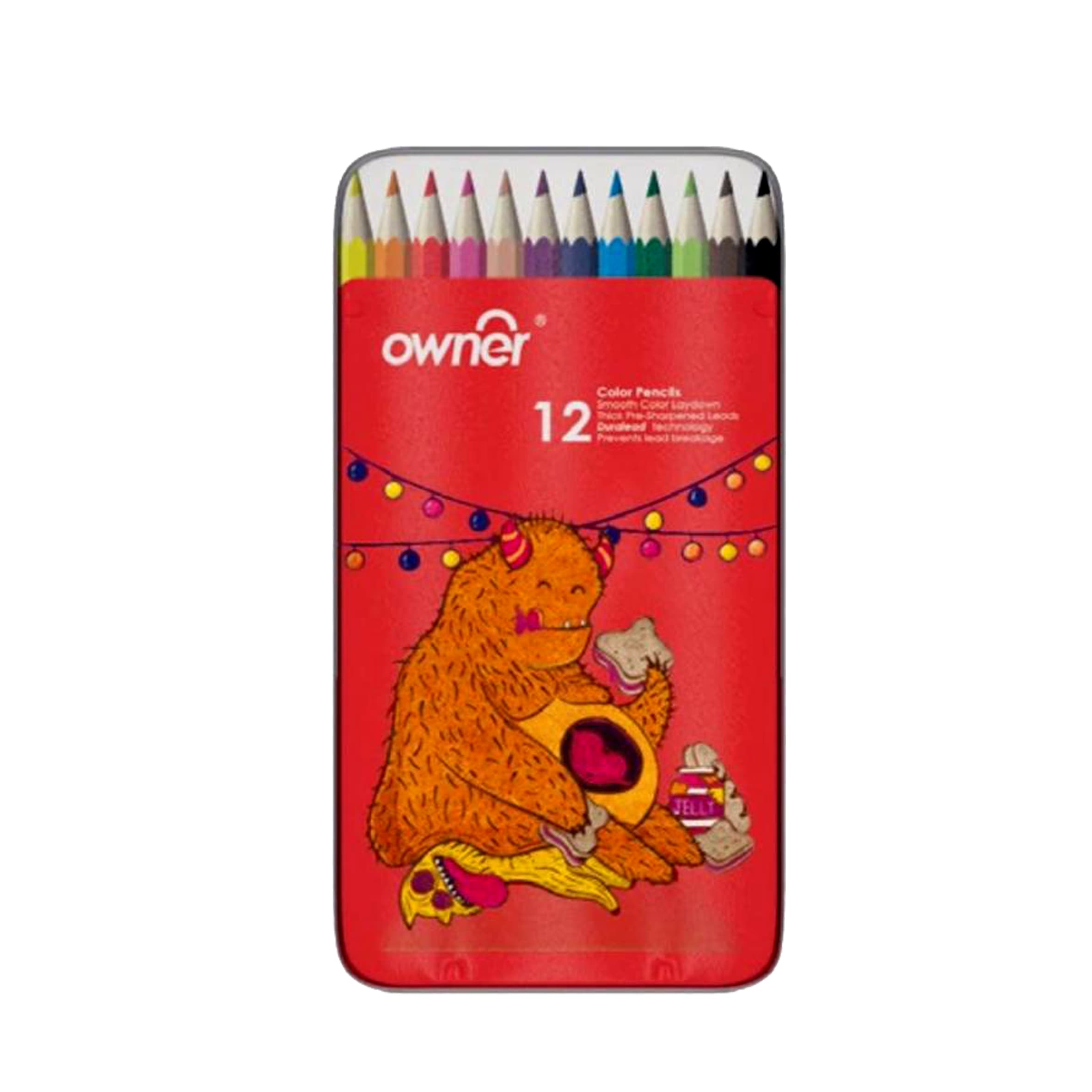 مداد رنگی 12 رنگ جعبه فلزی Owner