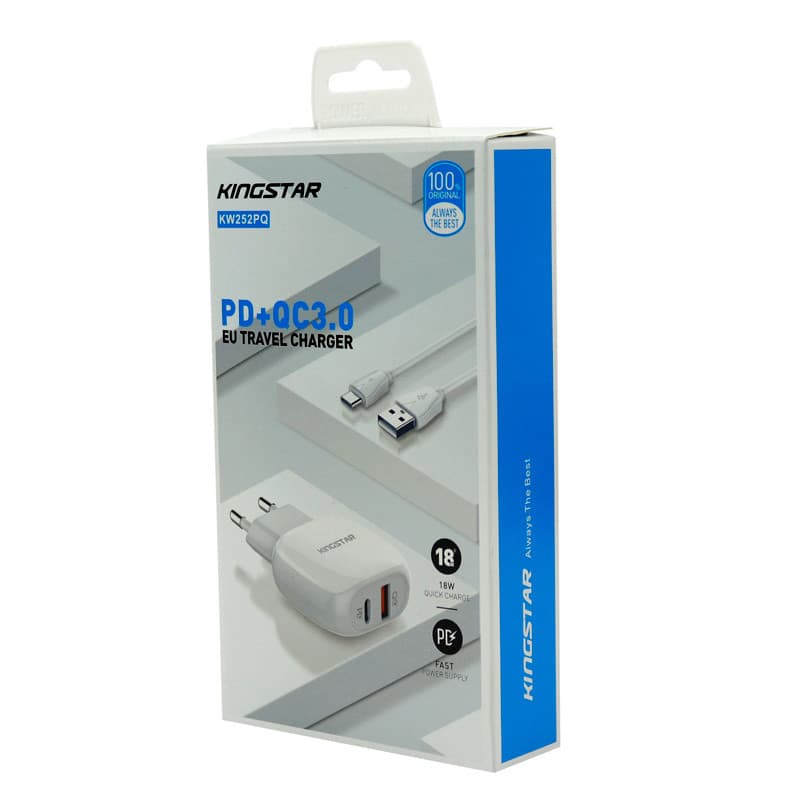 شارژر دیواری 20 وات کینگ استار KW252PQ 3A QC3 PD — تصویر ۳