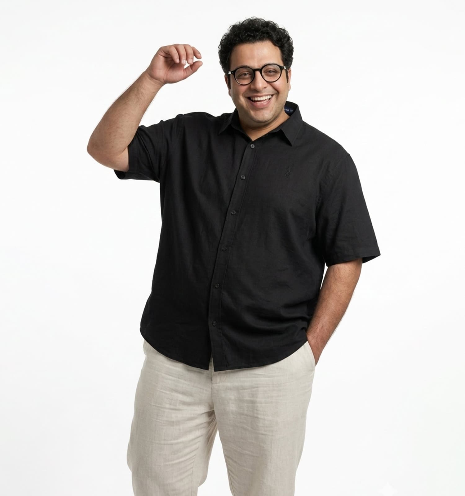 پیراهن آستین کوتاه مردانه نرمال ساده نخ پنبه مشکی Polo کد 50473 — تصویر ۲