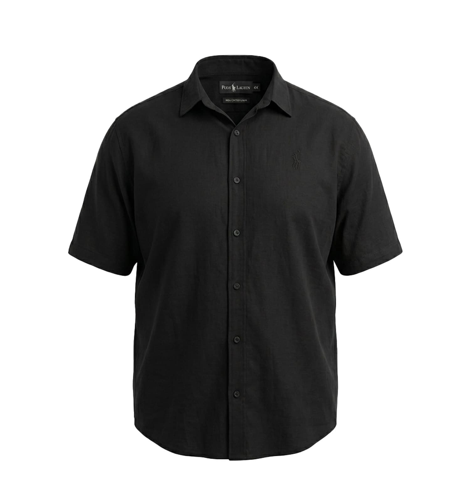 پیراهن آستین کوتاه مردانه نرمال ساده نخ پنبه مشکی Polo کد 50473 — تصویر ۴