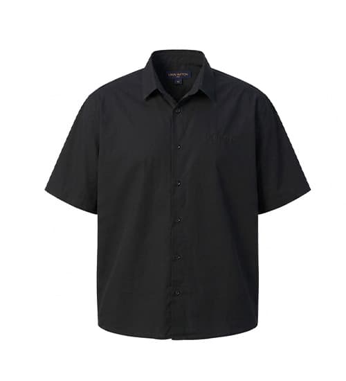 پیراهن آستین کوتاه مردانه نرمال ساده نخ پنبه مشکی Louis Vuitton کد 50530