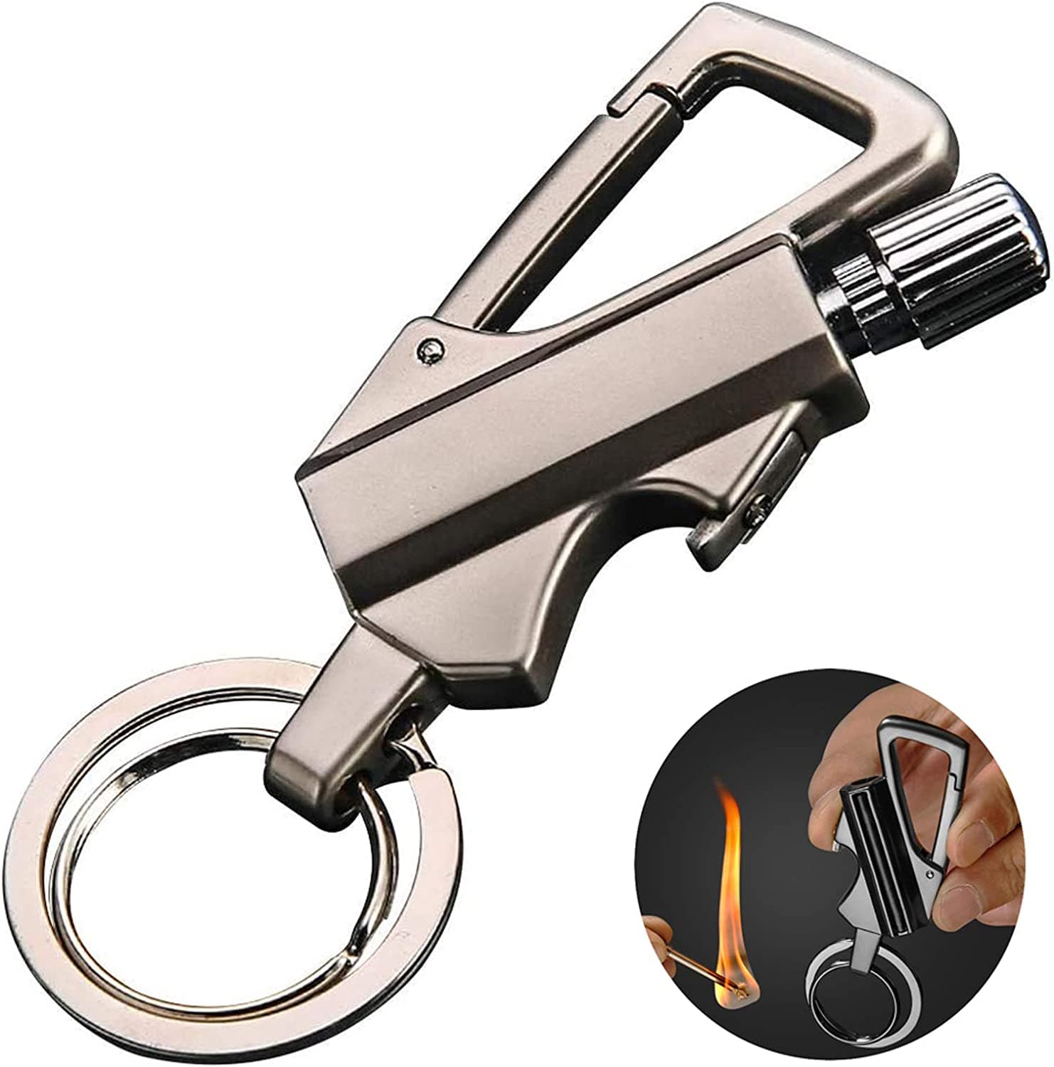 فندک کبریتی دائمی جاکلیدی با قابلیت بازکردن درب بطری AIKENR Matchstick Fire Starter Keychain Bottle Opener — تصویر ۲