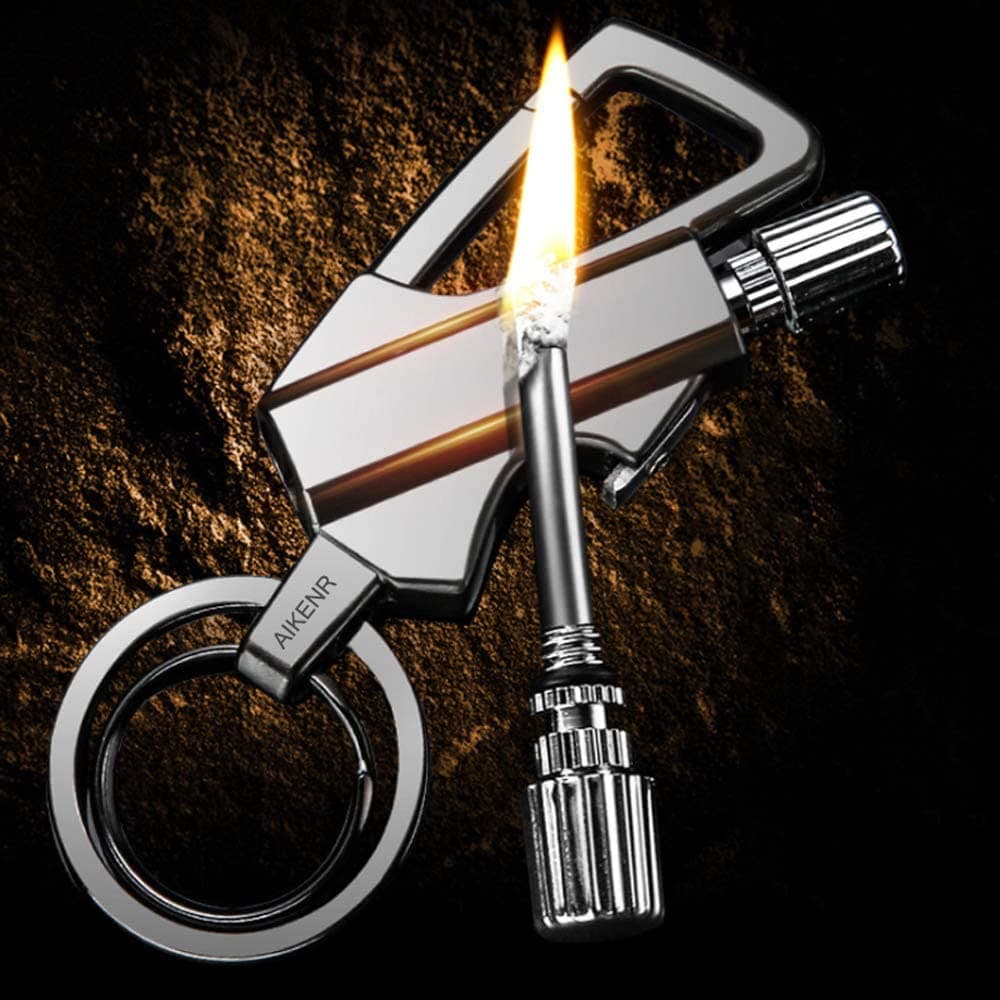 فندک کبریتی دائمی جاکلیدی با قابلیت بازکردن درب بطری AIKENR Matchstick Fire Starter Keychain Bottle Opener — تصویر ۶