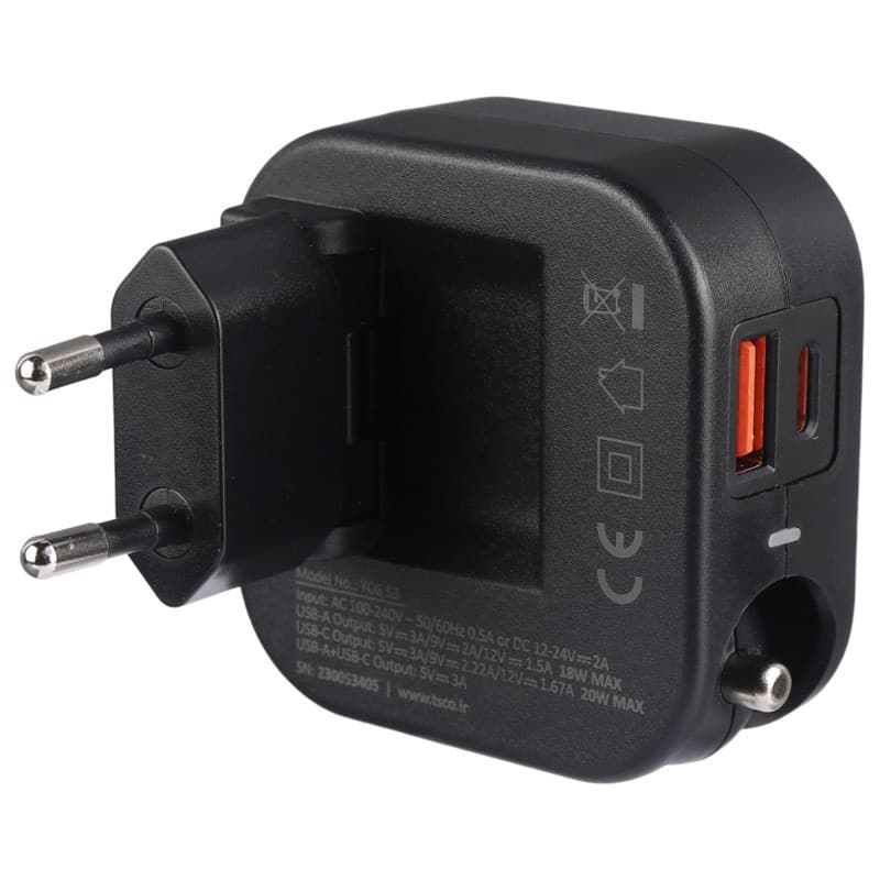 شارژر فندکی و دیواری فست شارژ TSCO TCG 53 3A 20W + کابل تایپ سی — تصویر ۵