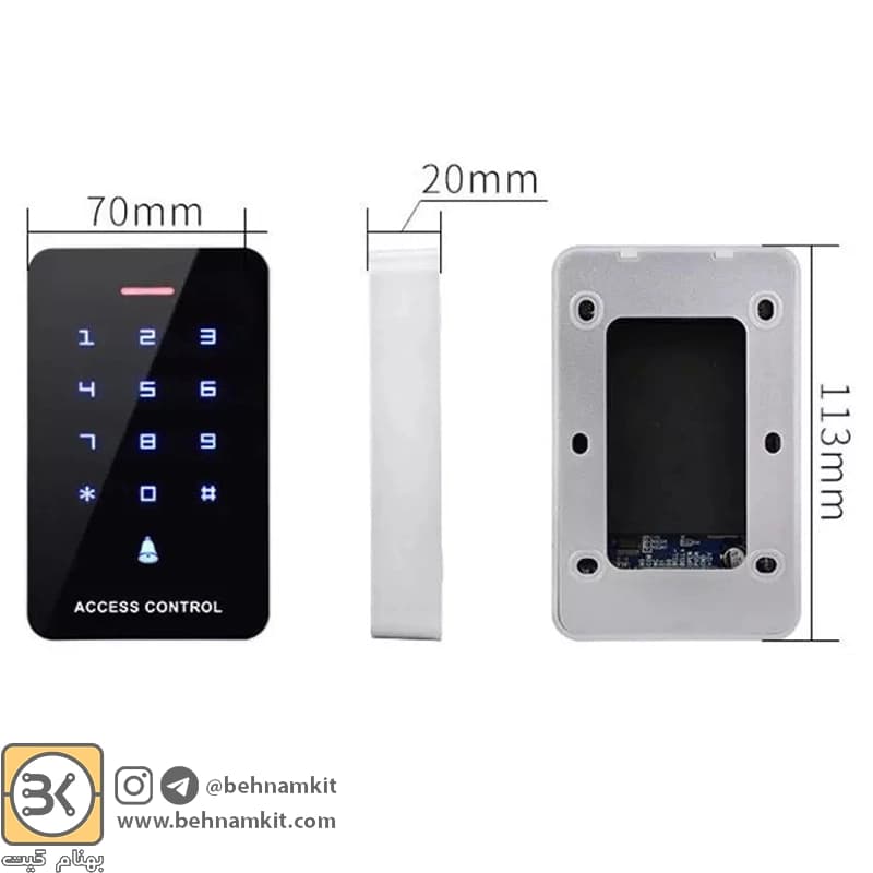 دستگاه اکسس کنترل RFID 125KHz لمسي مدل A3 — تصویر ۳